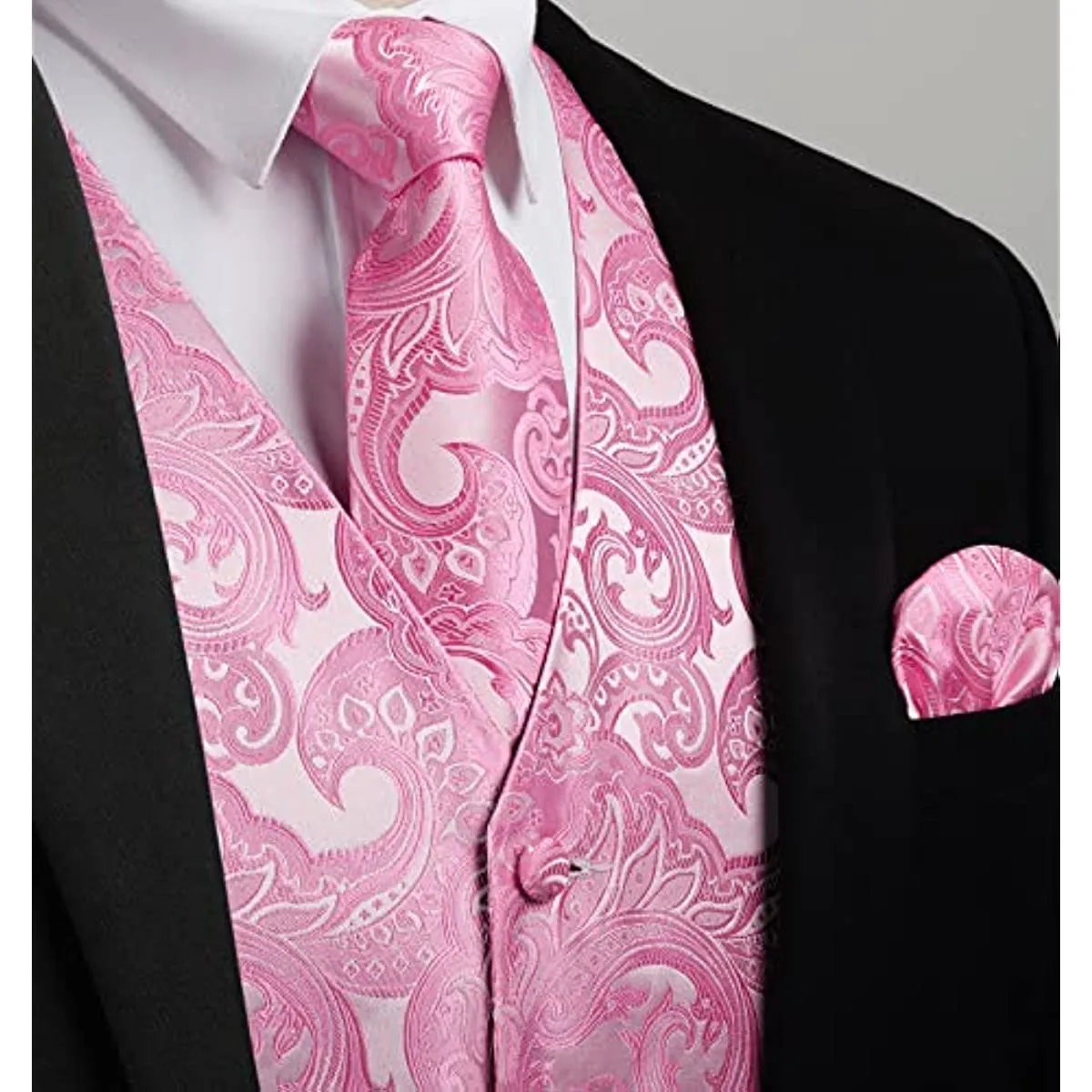 Paisley 4pc Suit Vest Set - PINK