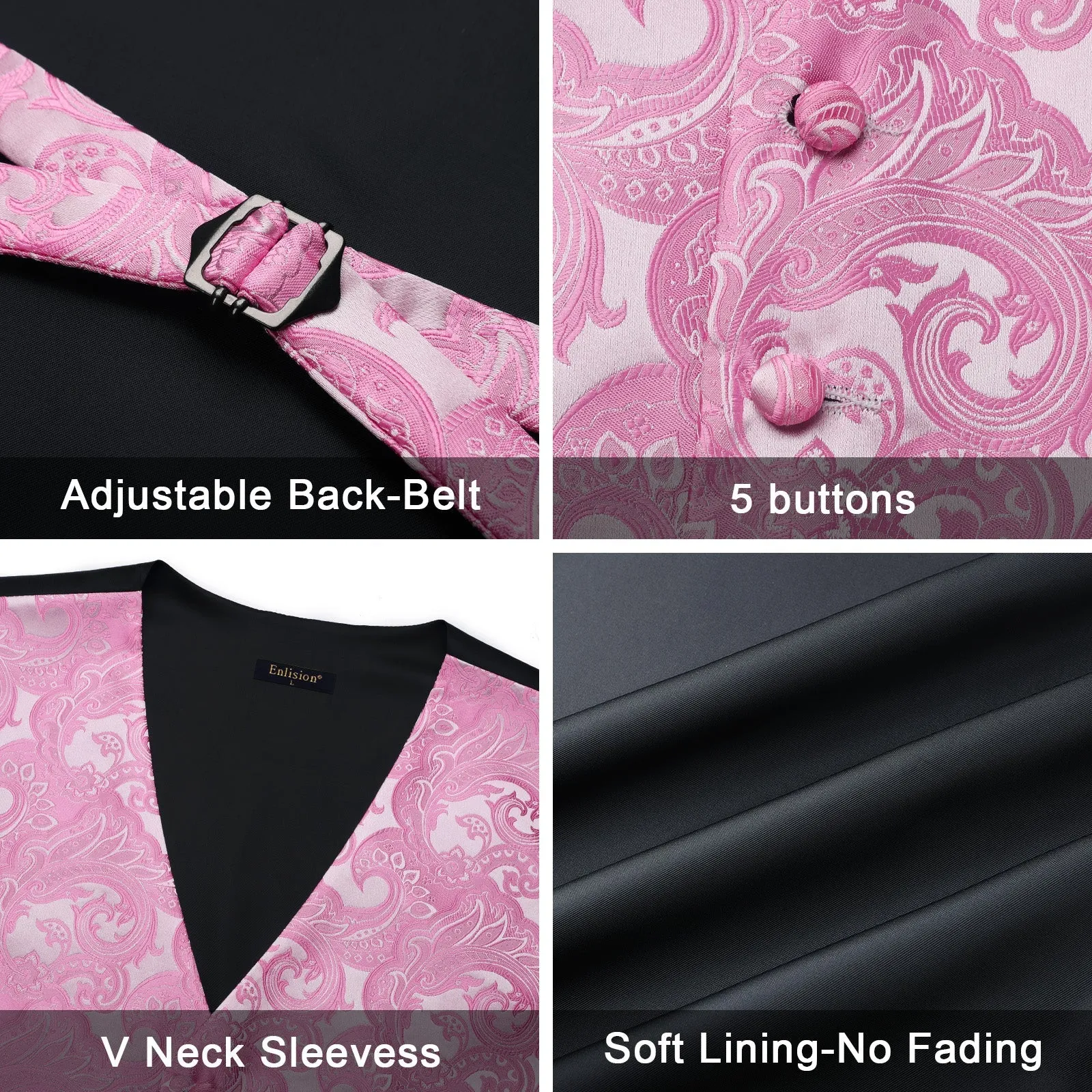 Paisley 4pc Suit Vest Set - PINK