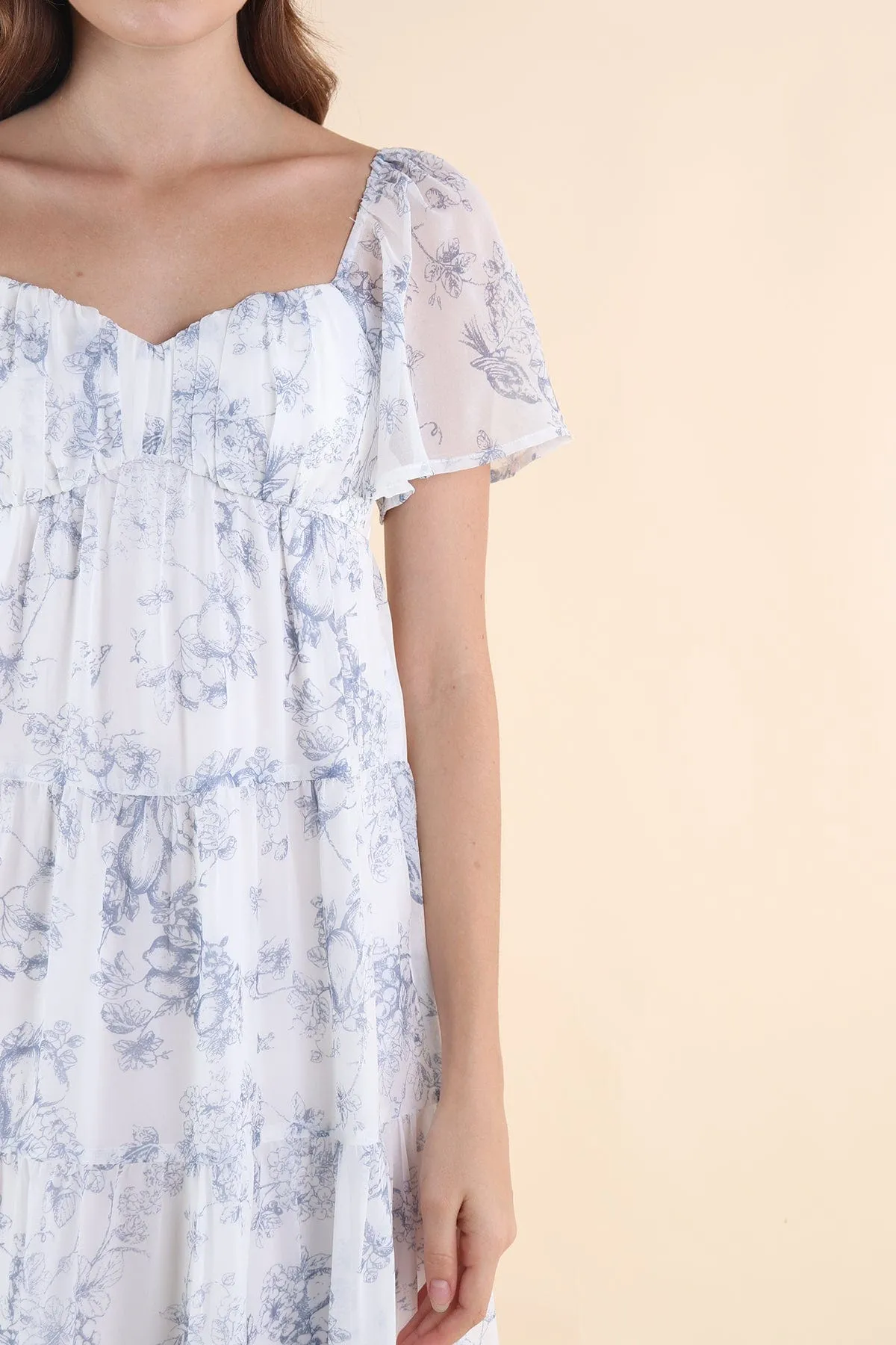 PARADISE FLORAL MIDAXI DRESS IN BLUE