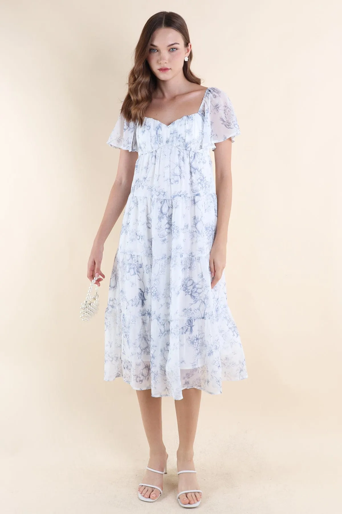 PARADISE FLORAL MIDAXI DRESS IN BLUE