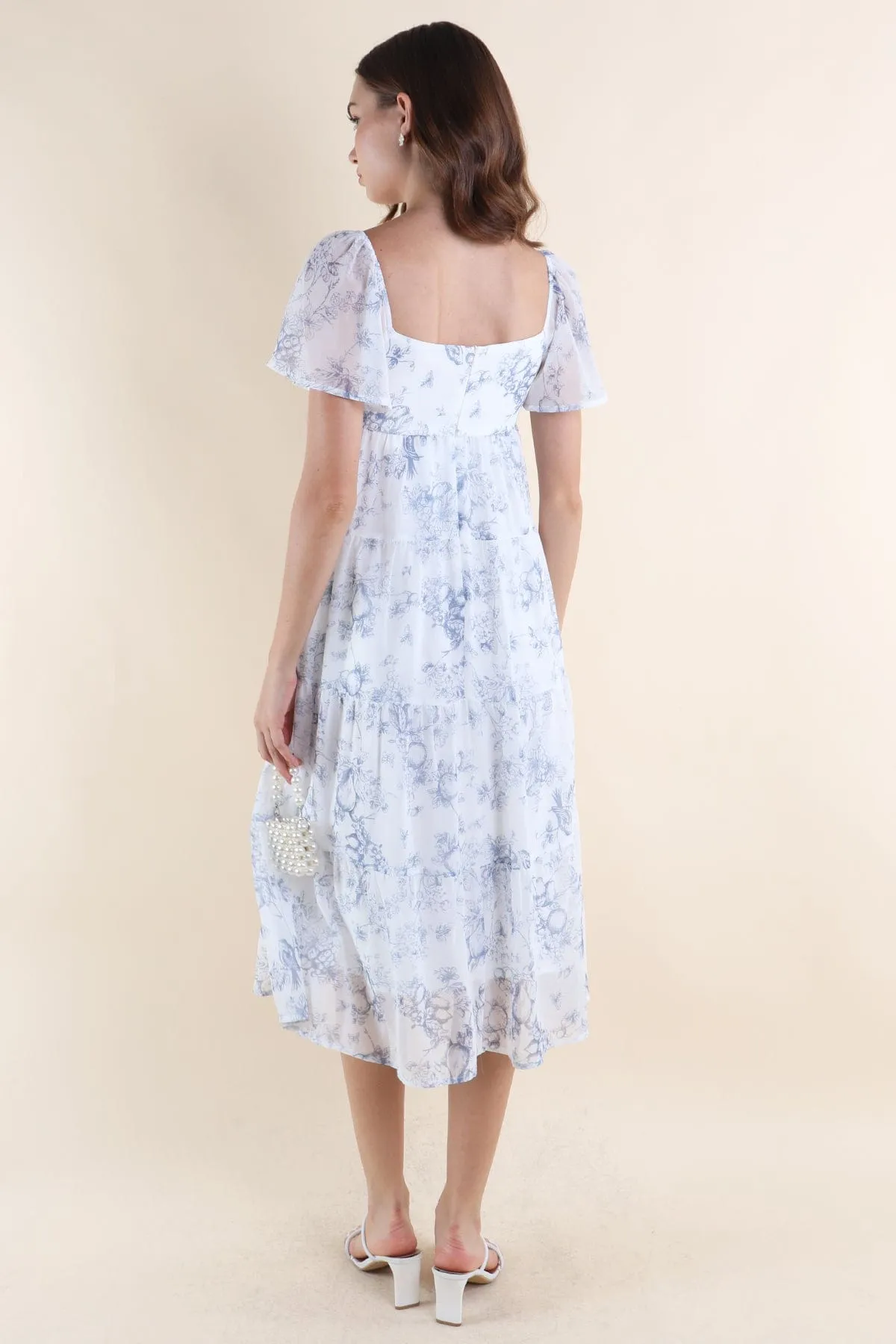 PARADISE FLORAL MIDAXI DRESS IN BLUE