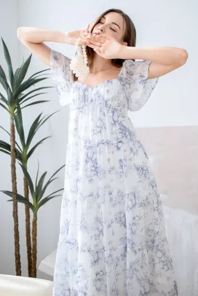 PARADISE FLORAL MIDAXI DRESS IN BLUE