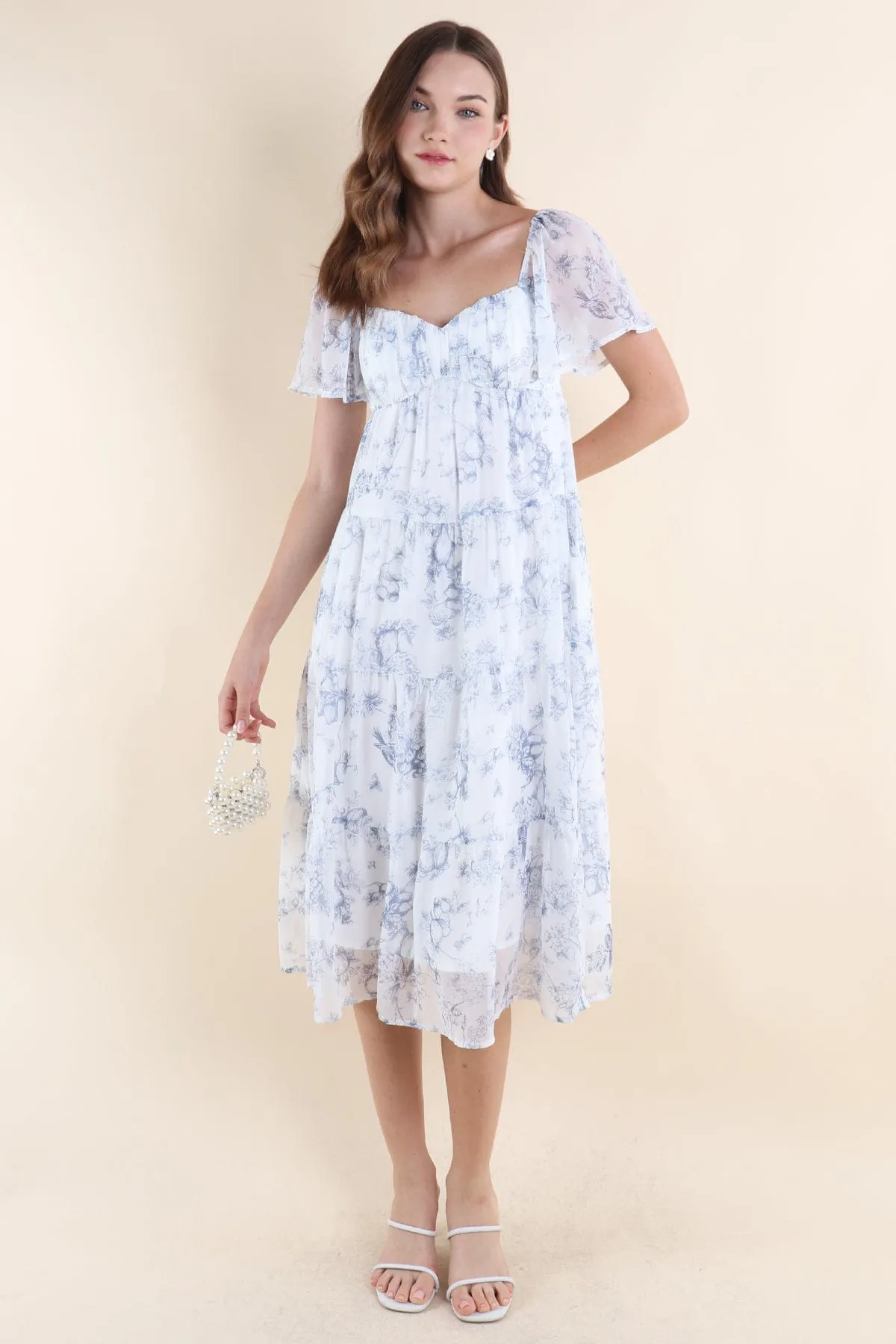 PARADISE FLORAL MIDAXI DRESS IN BLUE