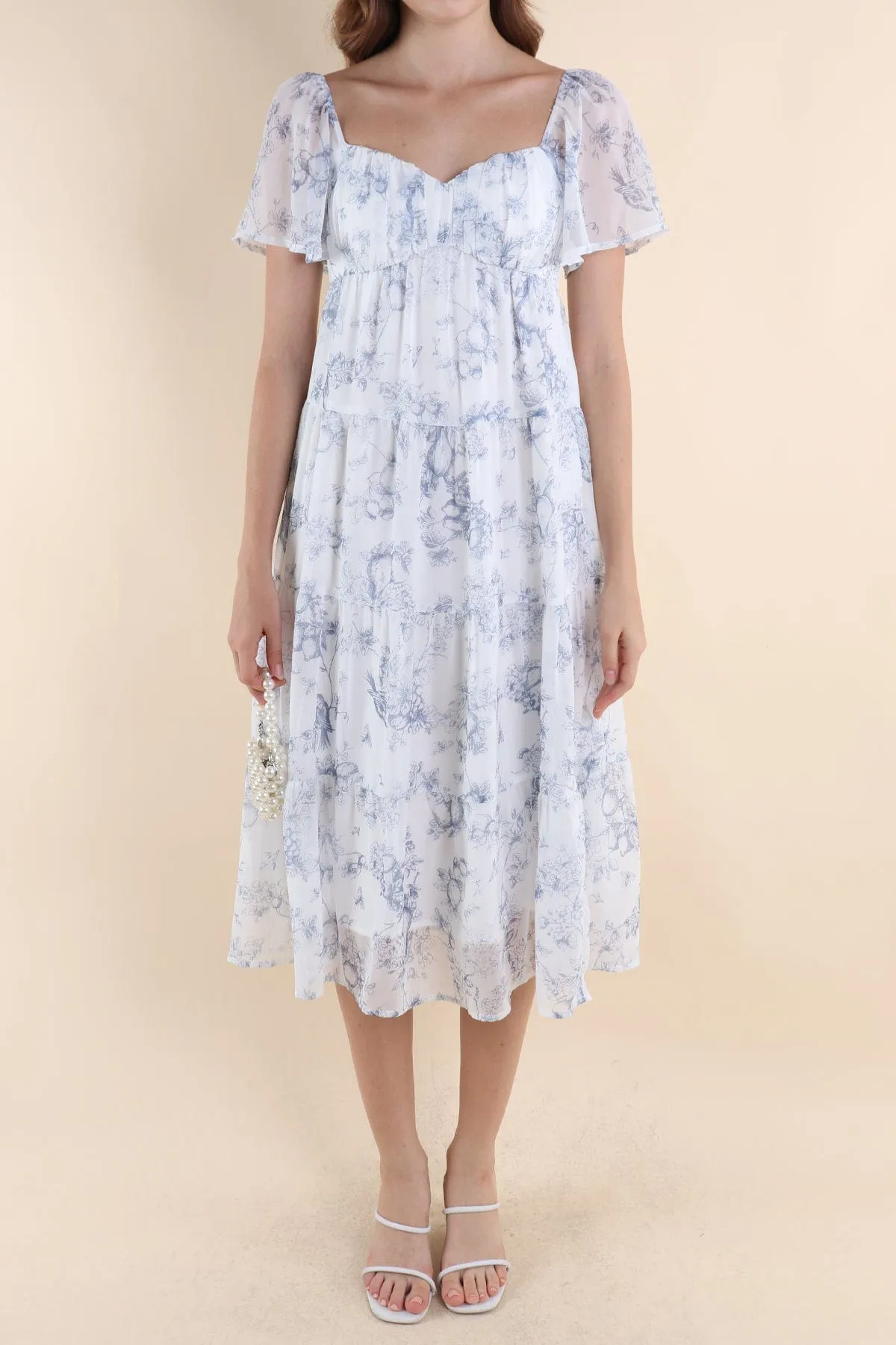 PARADISE FLORAL MIDAXI DRESS IN BLUE