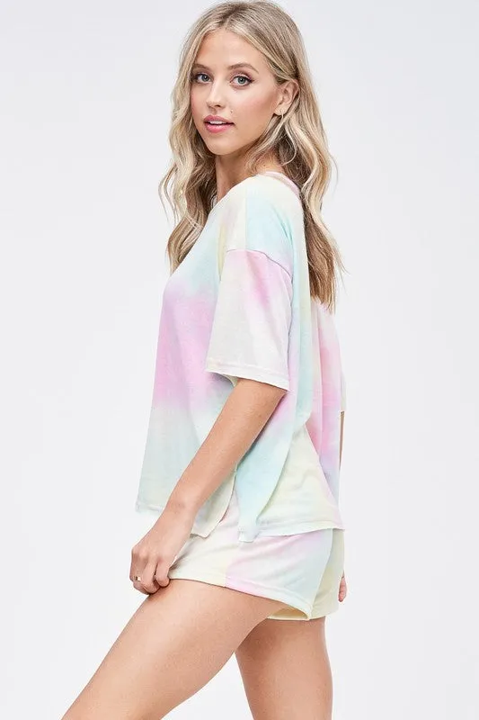 Pastel Tie Dye Shorts Set