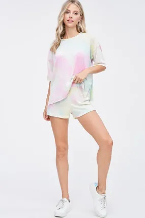 Pastel Tie Dye Shorts Set