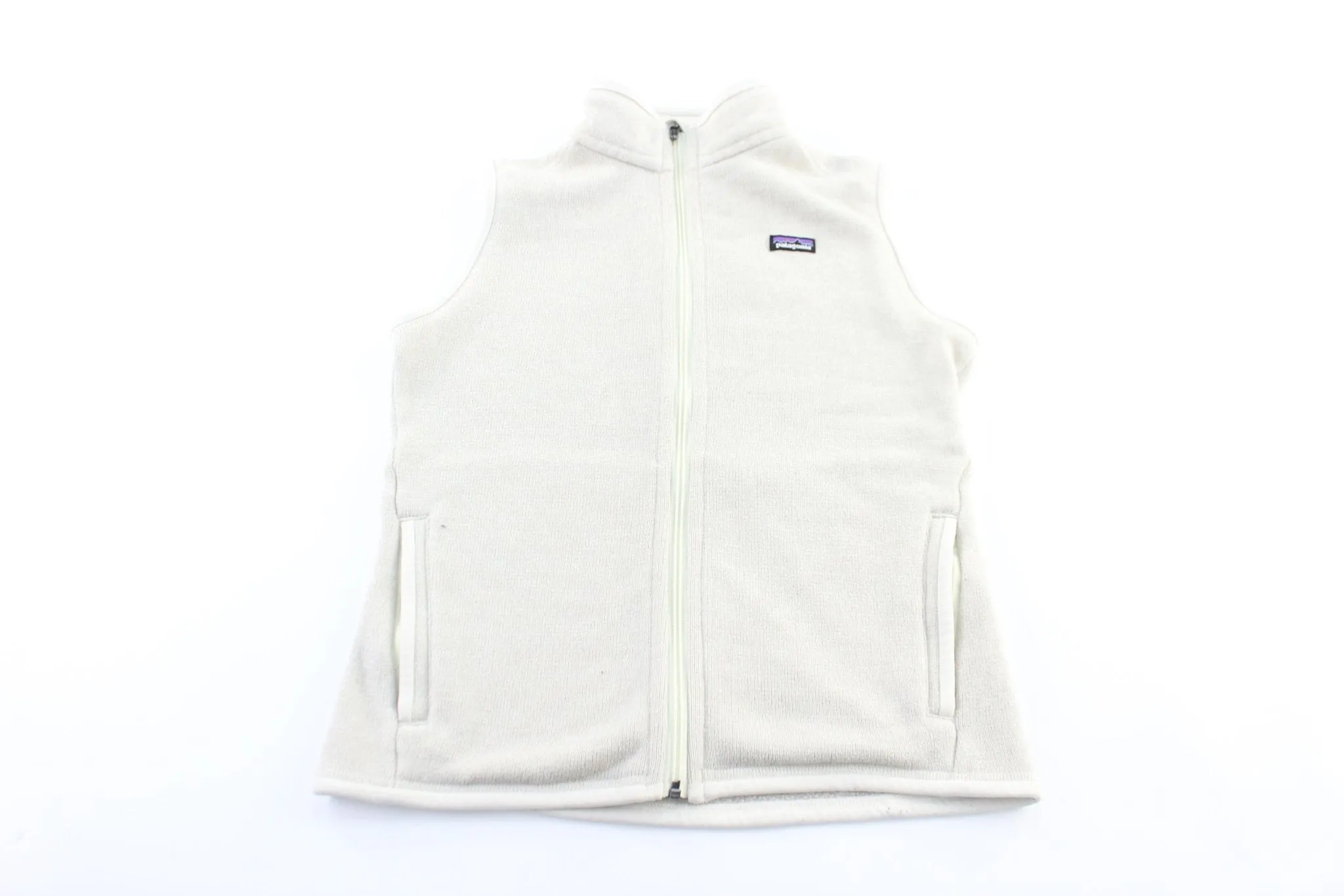 Patagonia Logo Patch Beige Zip Up Vest