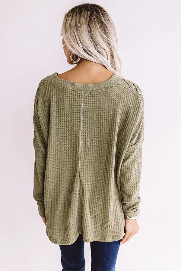 Peace, Love, And Lattes Crochet Top In Sage