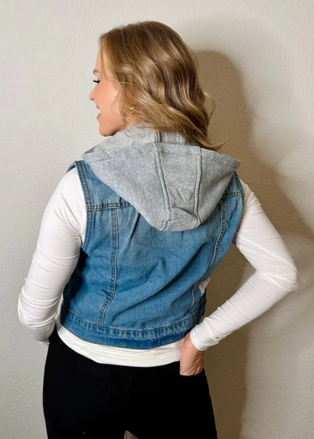 Penelope Hooded Denim Vest