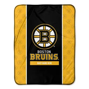 Personalized Boston Bruins Icon Baby Pixel Fleece Blanket