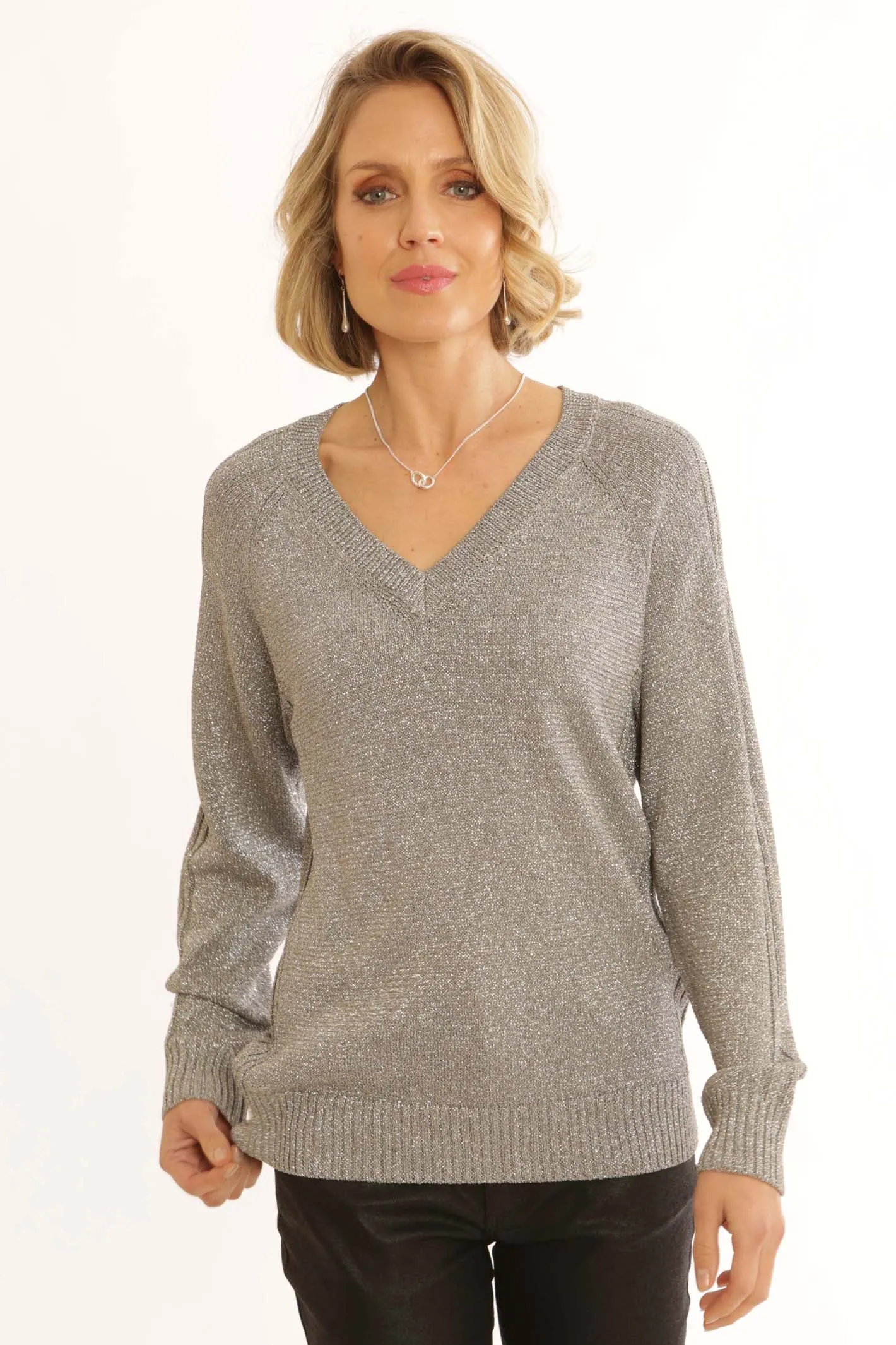 Pomodoro Clothing Lurex V-Neck Jumper 32458