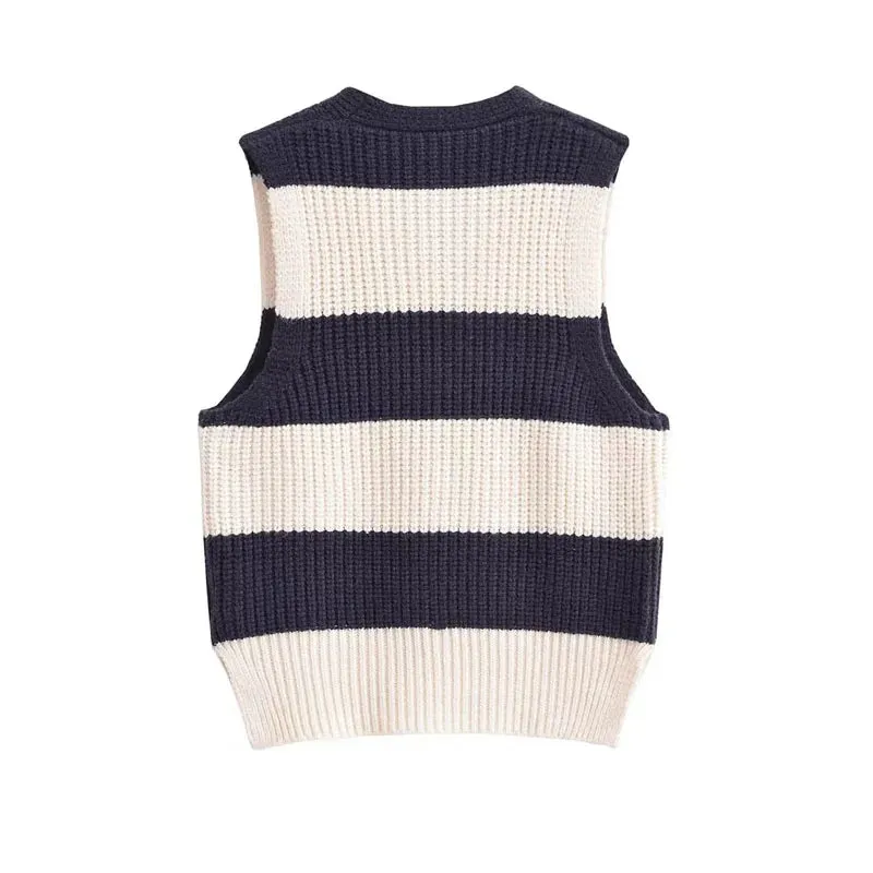 Pre Order:  Stripes Cropped Knitted Vest