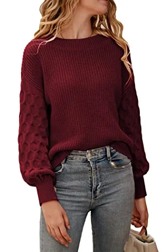 PRETTYGARDEN Women's 2023 Winter Pullover Sweater Casual Long Sleeve Crewneck Loose Chunky Knit Jumper Tops Blouse