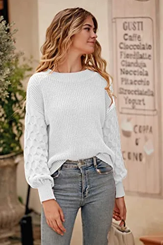 PRETTYGARDEN Women's 2023 Winter Pullover Sweater Casual Long Sleeve Crewneck Loose Chunky Knit Jumper Tops Blouse