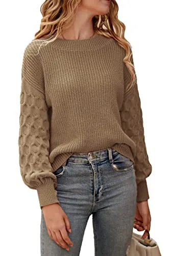 PRETTYGARDEN Women's 2023 Winter Pullover Sweater Casual Long Sleeve Crewneck Loose Chunky Knit Jumper Tops Blouse