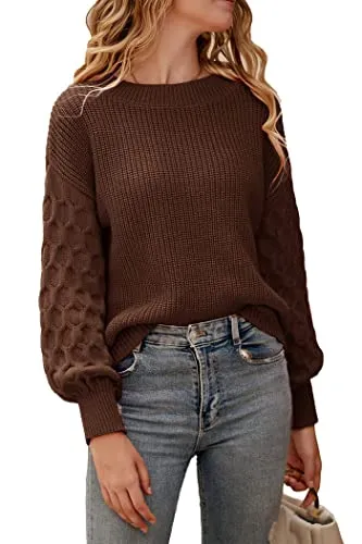 PRETTYGARDEN Women's 2023 Winter Pullover Sweater Casual Long Sleeve Crewneck Loose Chunky Knit Jumper Tops Blouse