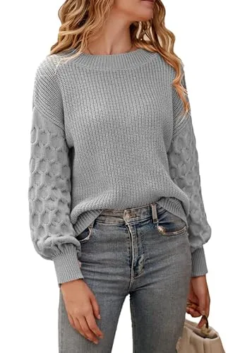 PRETTYGARDEN Women's 2023 Winter Pullover Sweater Casual Long Sleeve Crewneck Loose Chunky Knit Jumper Tops Blouse