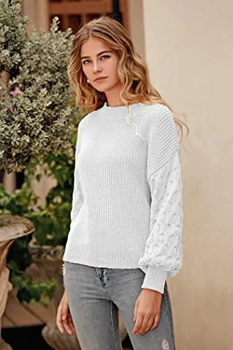 PRETTYGARDEN Women's 2023 Winter Pullover Sweater Casual Long Sleeve Crewneck Loose Chunky Knit Jumper Tops Blouse