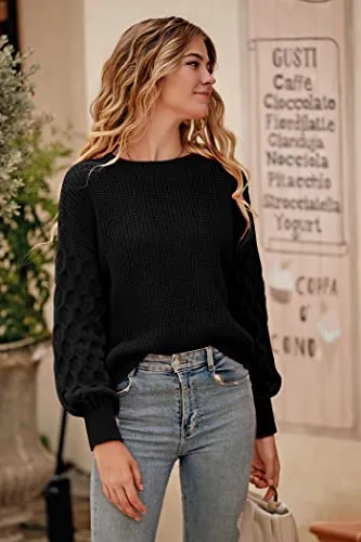 PRETTYGARDEN Women's 2023 Winter Pullover Sweater Casual Long Sleeve Crewneck Loose Chunky Knit Jumper Tops Blouse