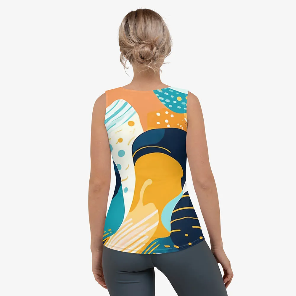 Printed Flex Vest "Seascape" Turquoise/Blue/Yellow