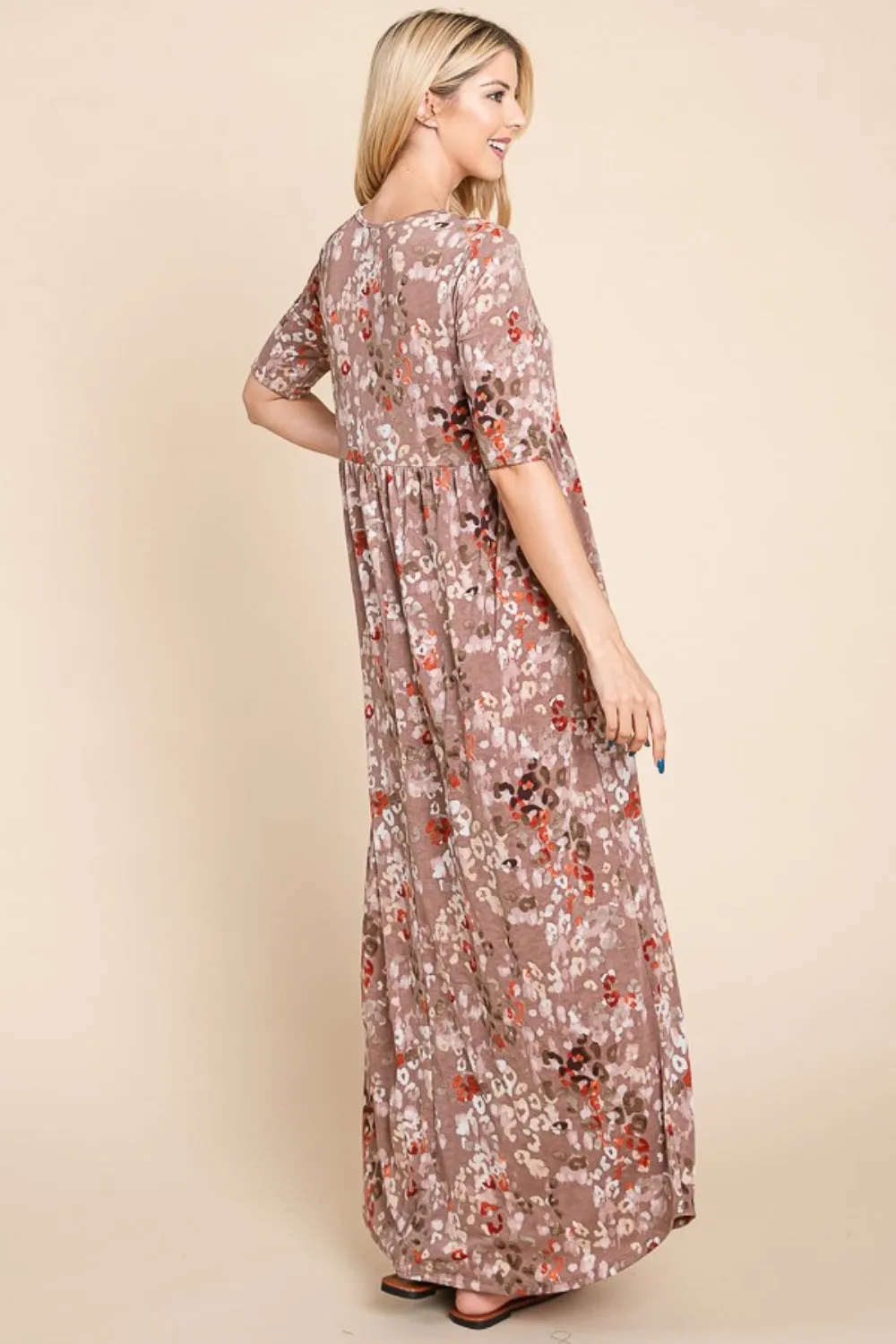 Printed Shirred Maxi Dress