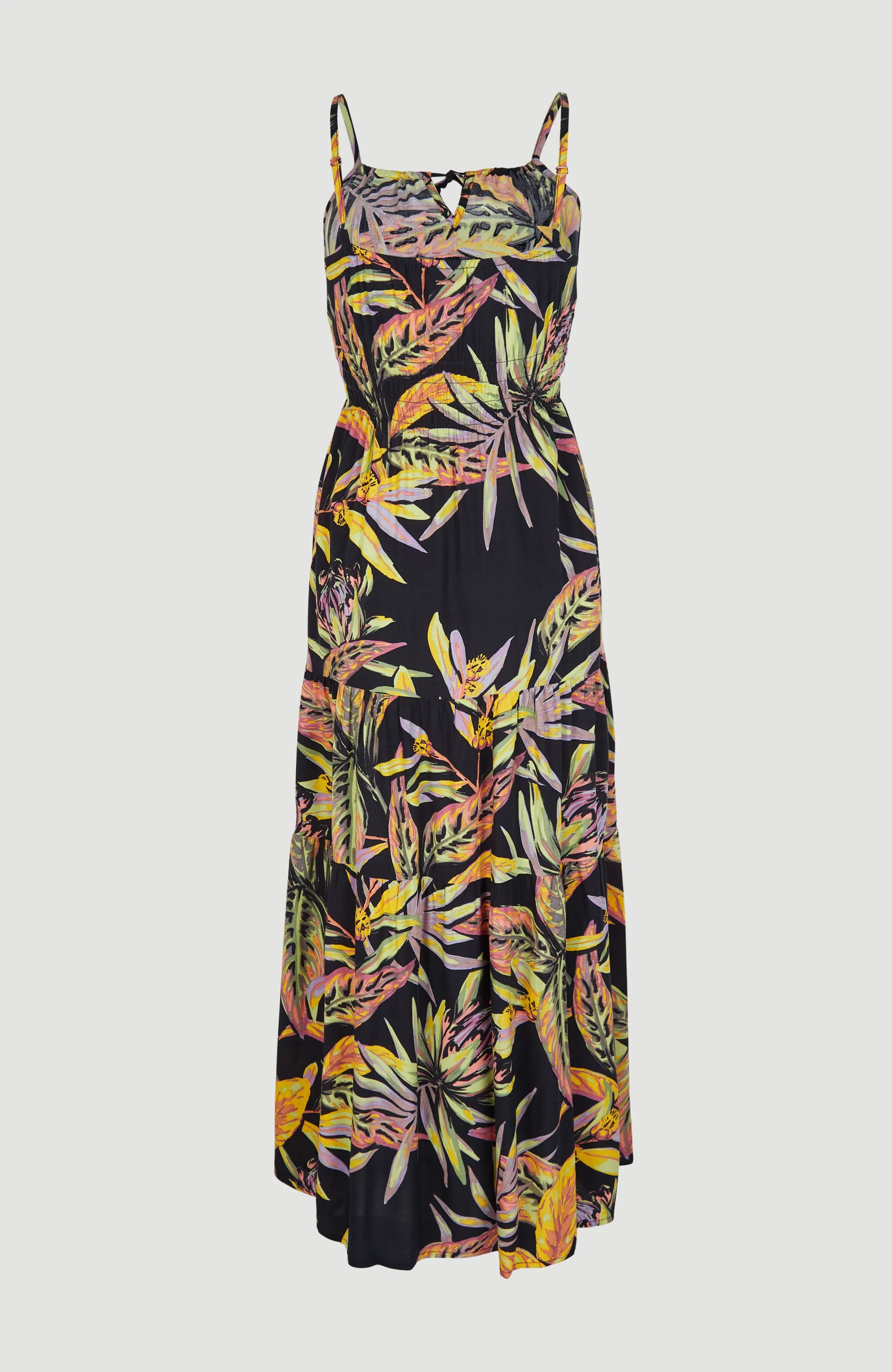 Quorra Maxi Dress | Black Tropical Flower