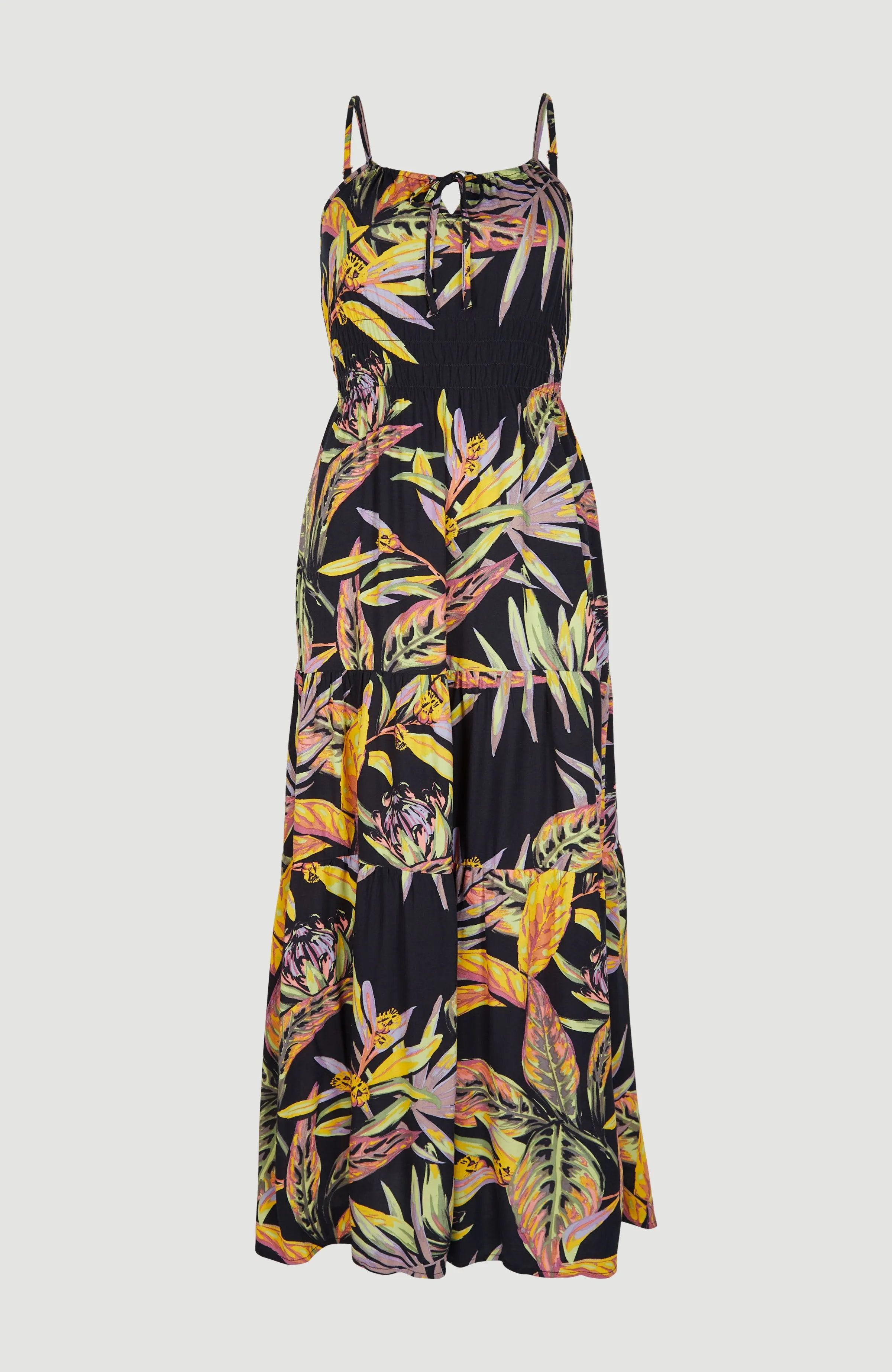 Quorra Maxi Dress | Black Tropical Flower