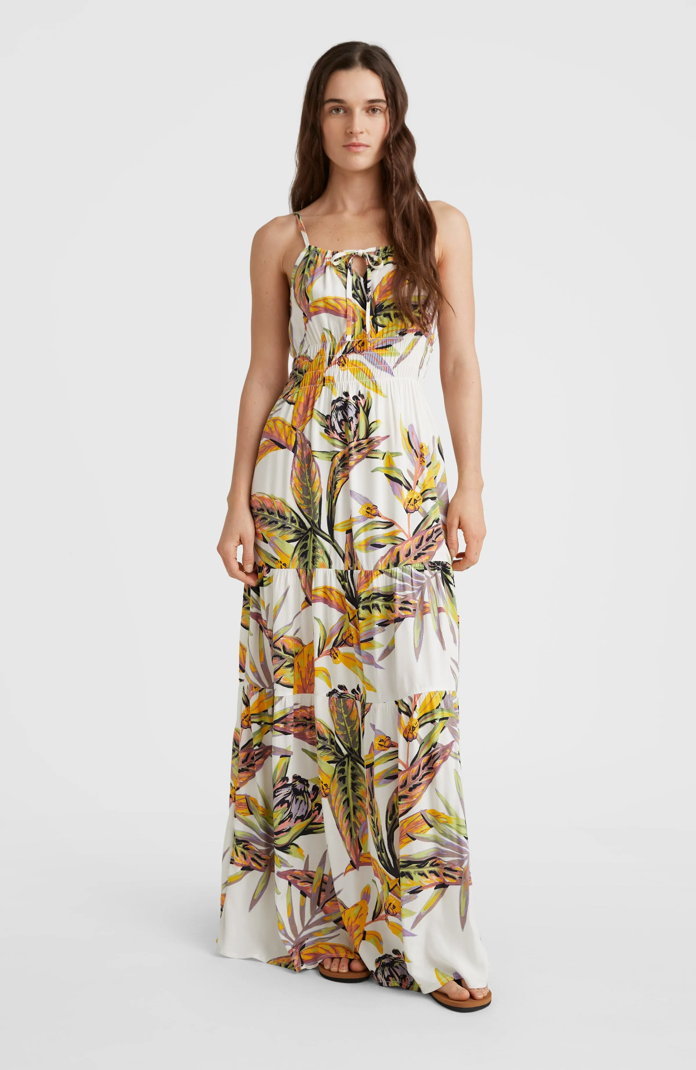 Quorra Maxi Dress | White Tropical Flower