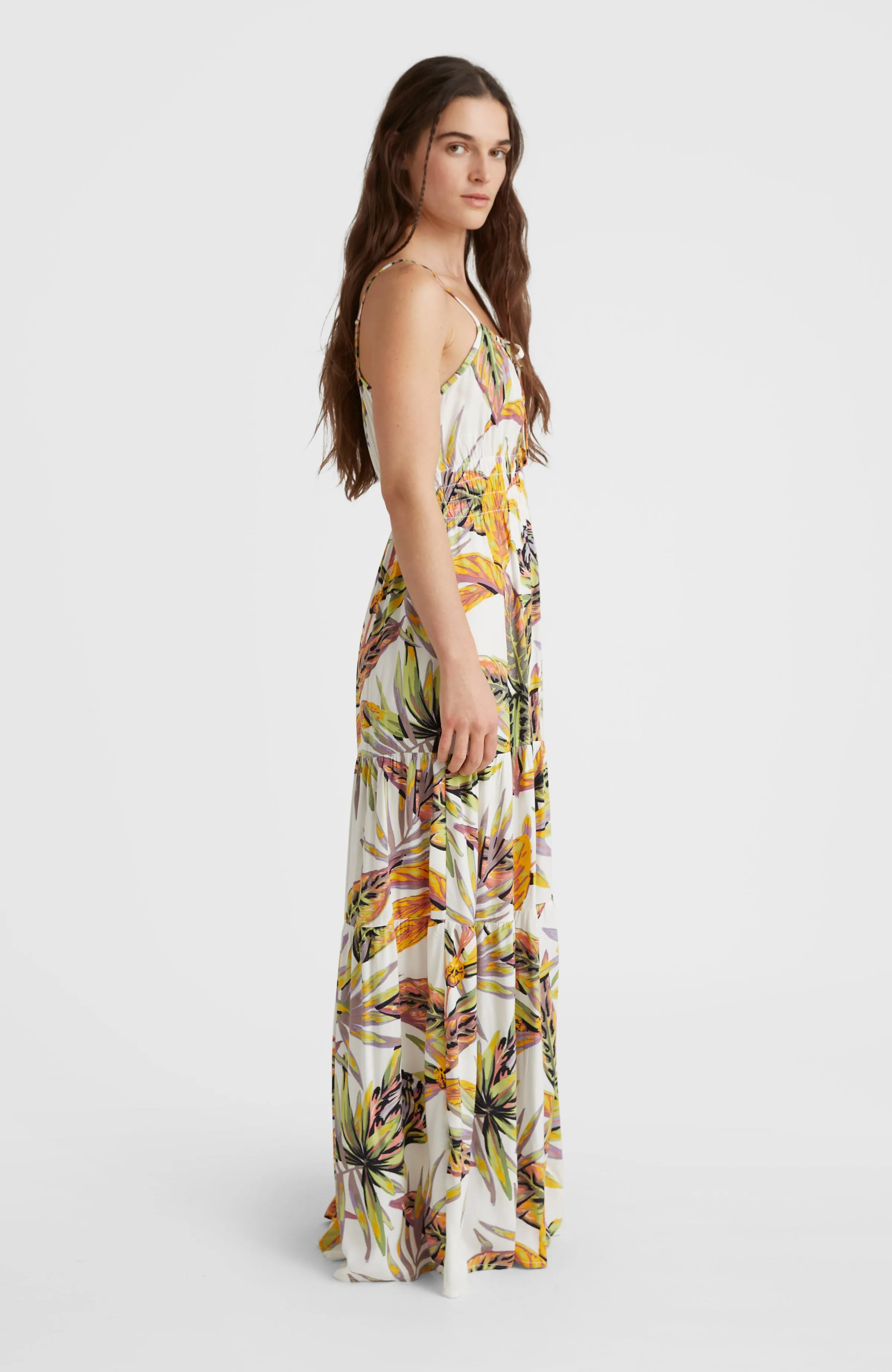 Quorra Maxi Dress | White Tropical Flower