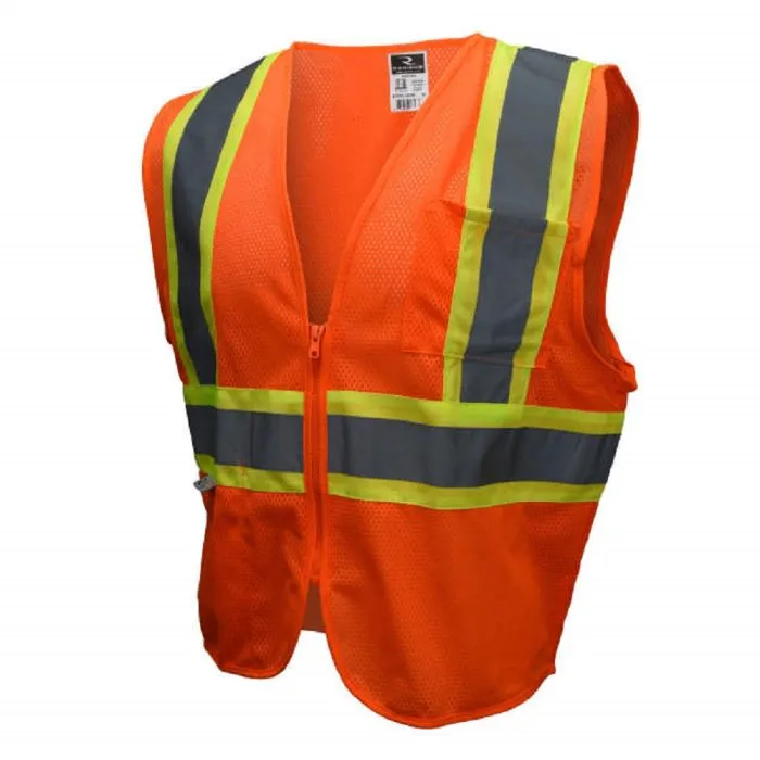 Radians SV22-2ZOM Economy Type R Class 2, Two-Tone Trim Safety Vest, Hi-Vis Orange, 1 Each