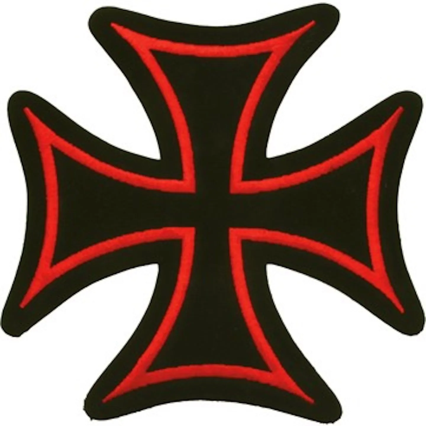 Red Iron Cross with Black Border Medium Motorcycle Vest Patch 5.5" x 5"