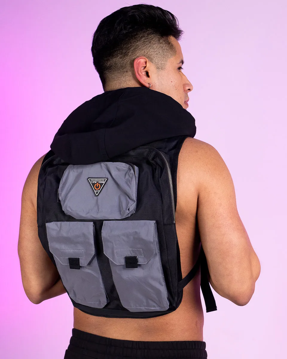 Reflective Backpack Hooded Vest