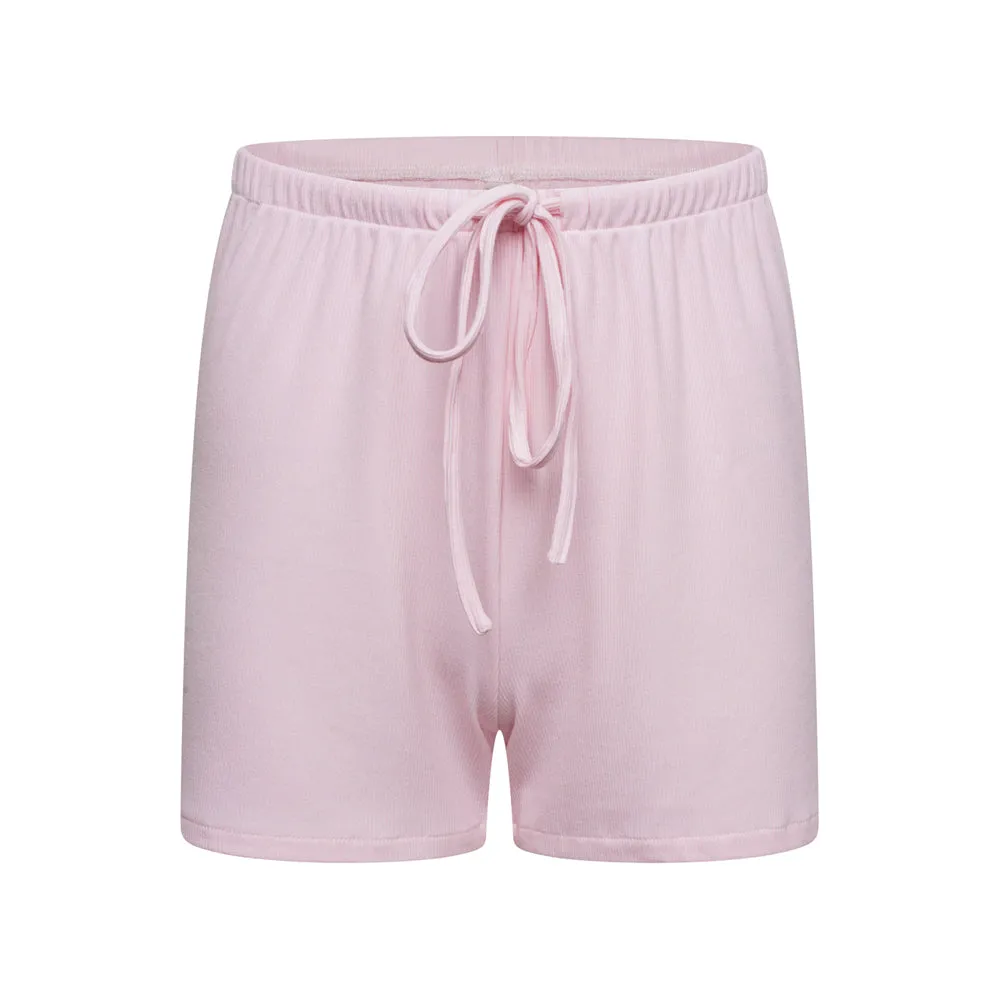 Ribbed Modal Sleep Short- Baby Pink