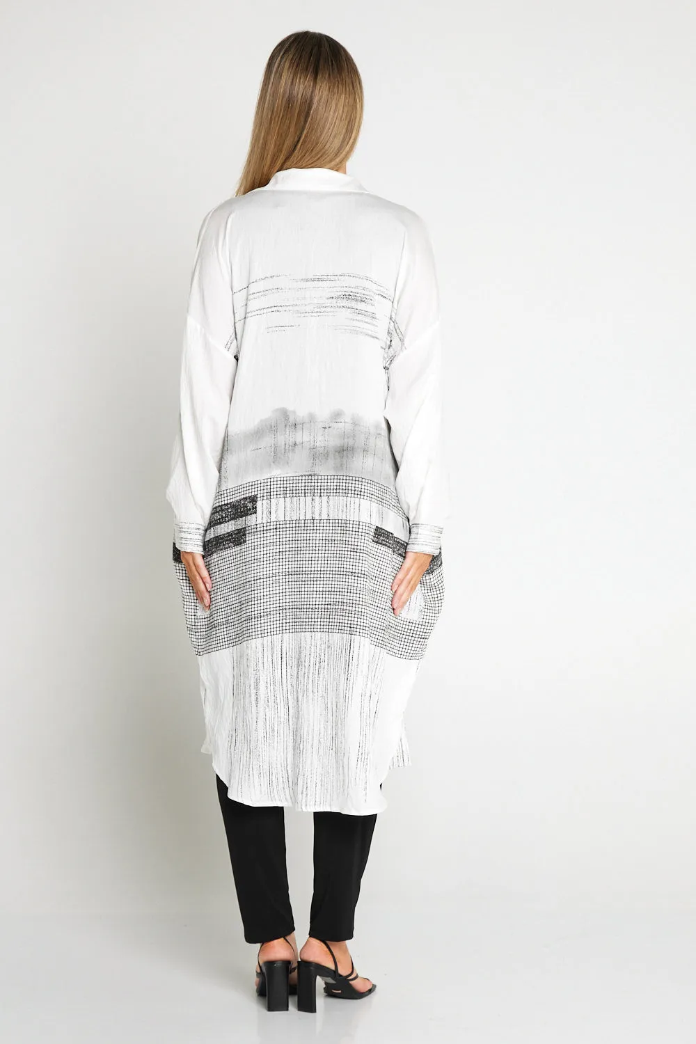 Richmond Tunic Shirt - White/Black Sketch