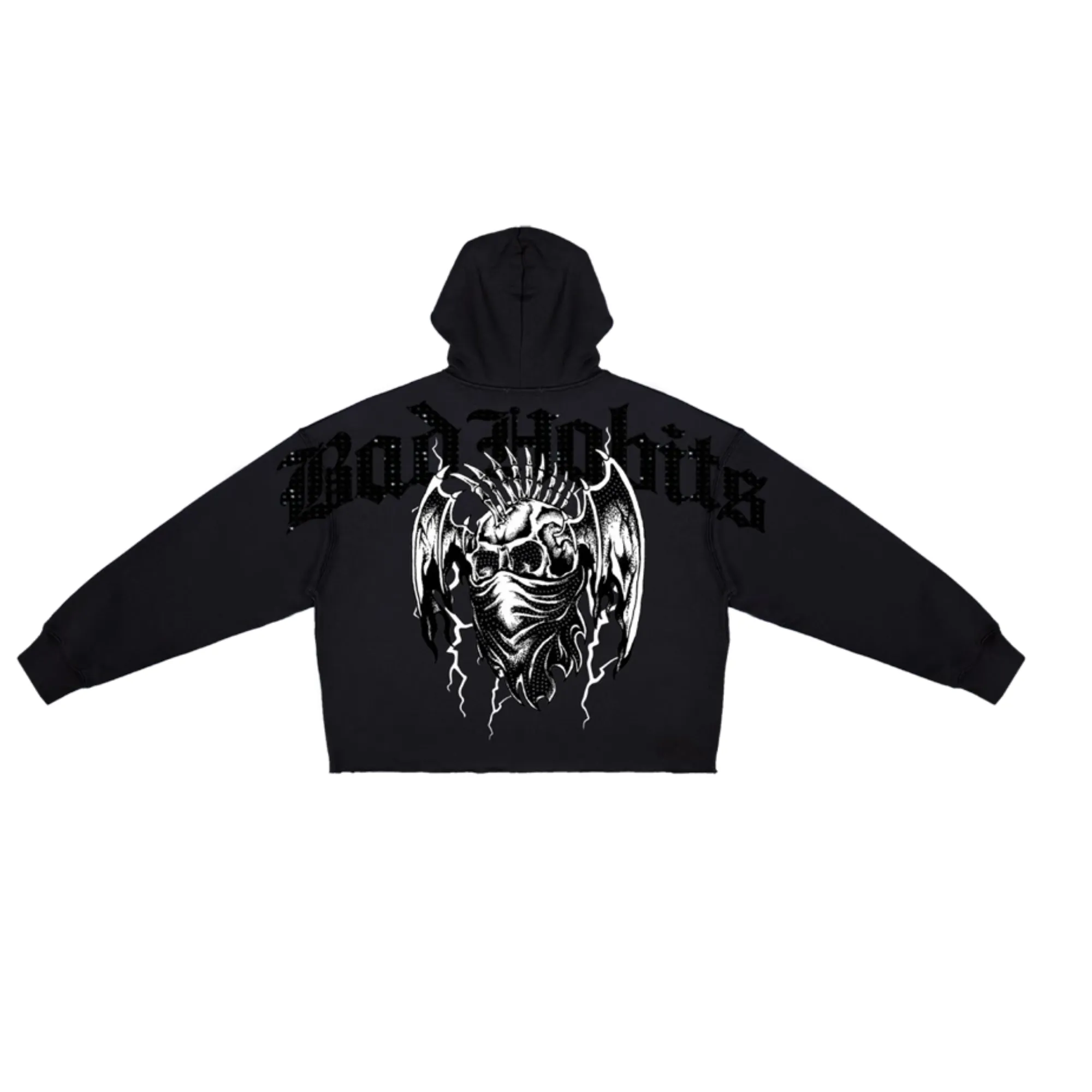 ROKU Bad Habits Cropped Drop Shoulder Fleece Hoodie