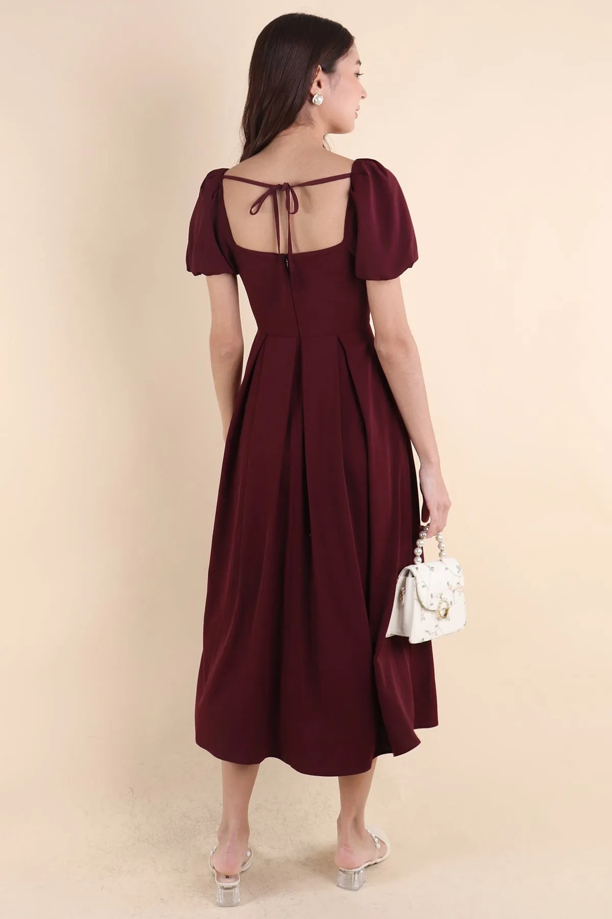 ROSELLE PUFF SLEEVE MAXI IN BURGUNDY