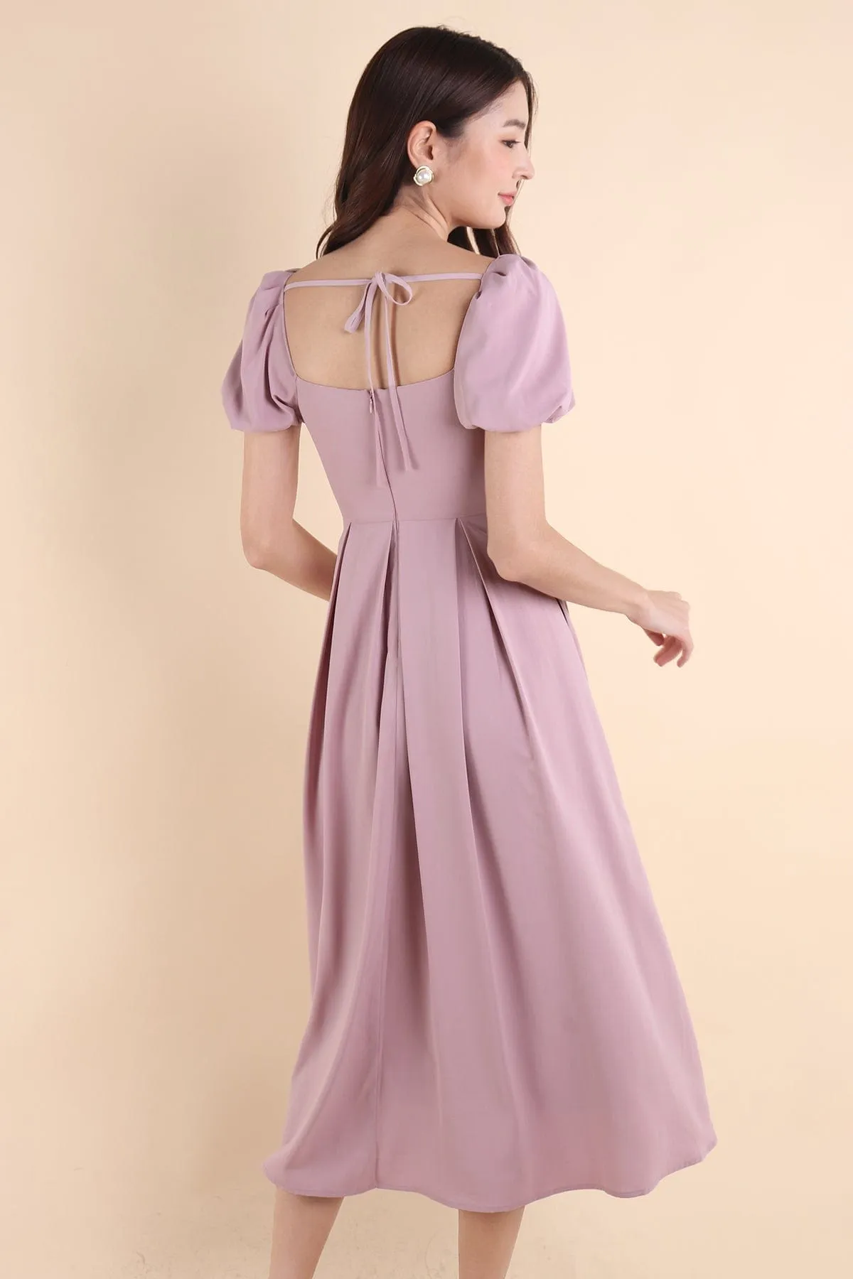 ROSELLE PUFF SLEEVE MAXI IN MAUVE PINK