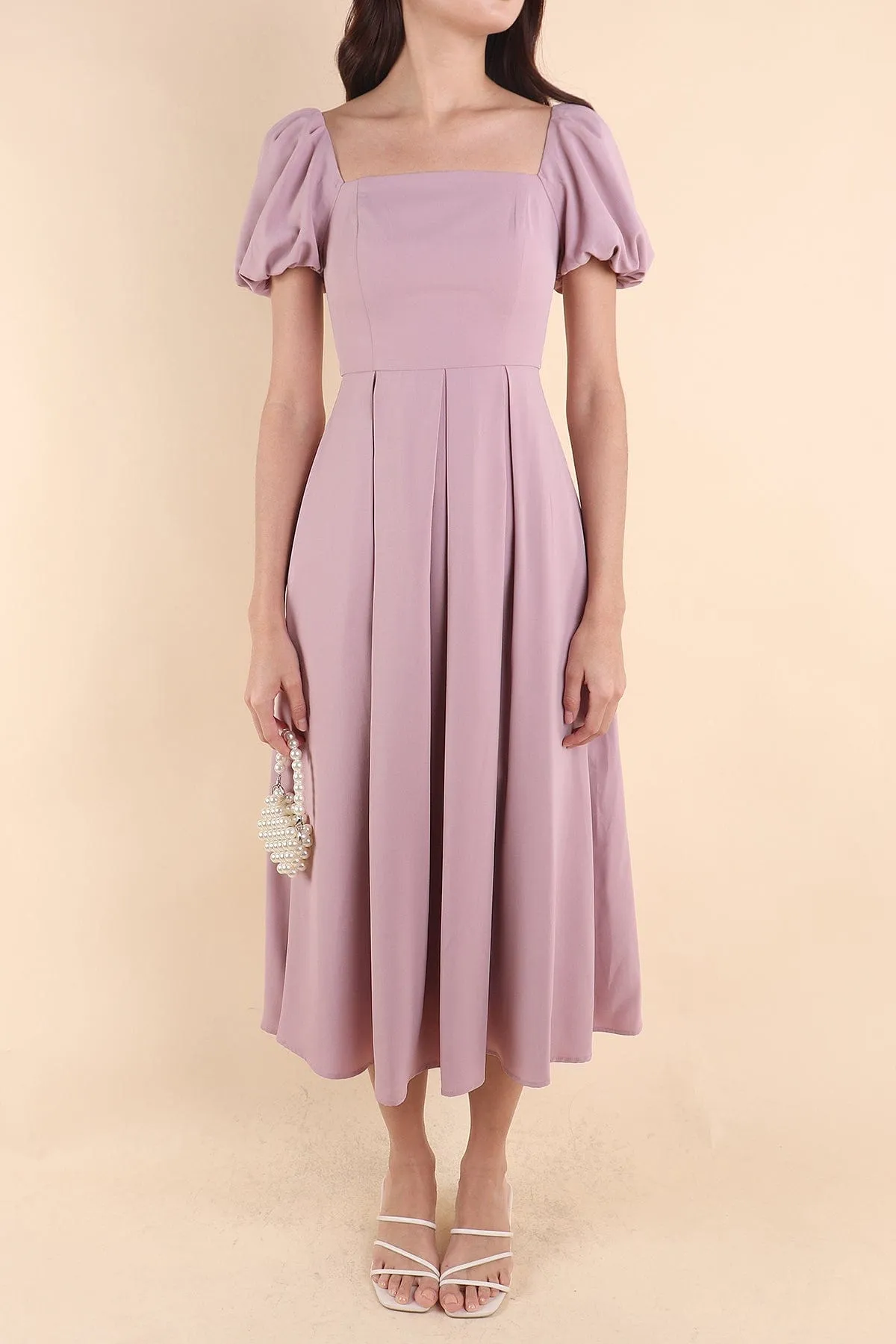 ROSELLE PUFF SLEEVE MAXI IN MAUVE PINK