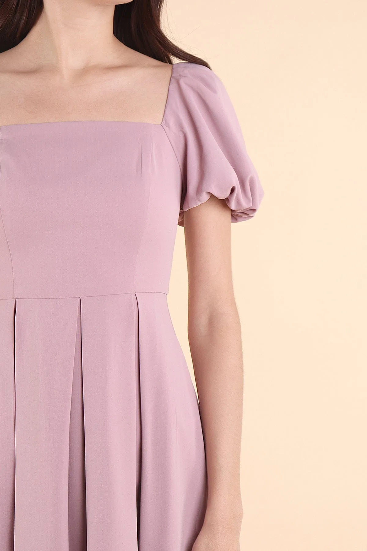 ROSELLE PUFF SLEEVE MAXI IN MAUVE PINK