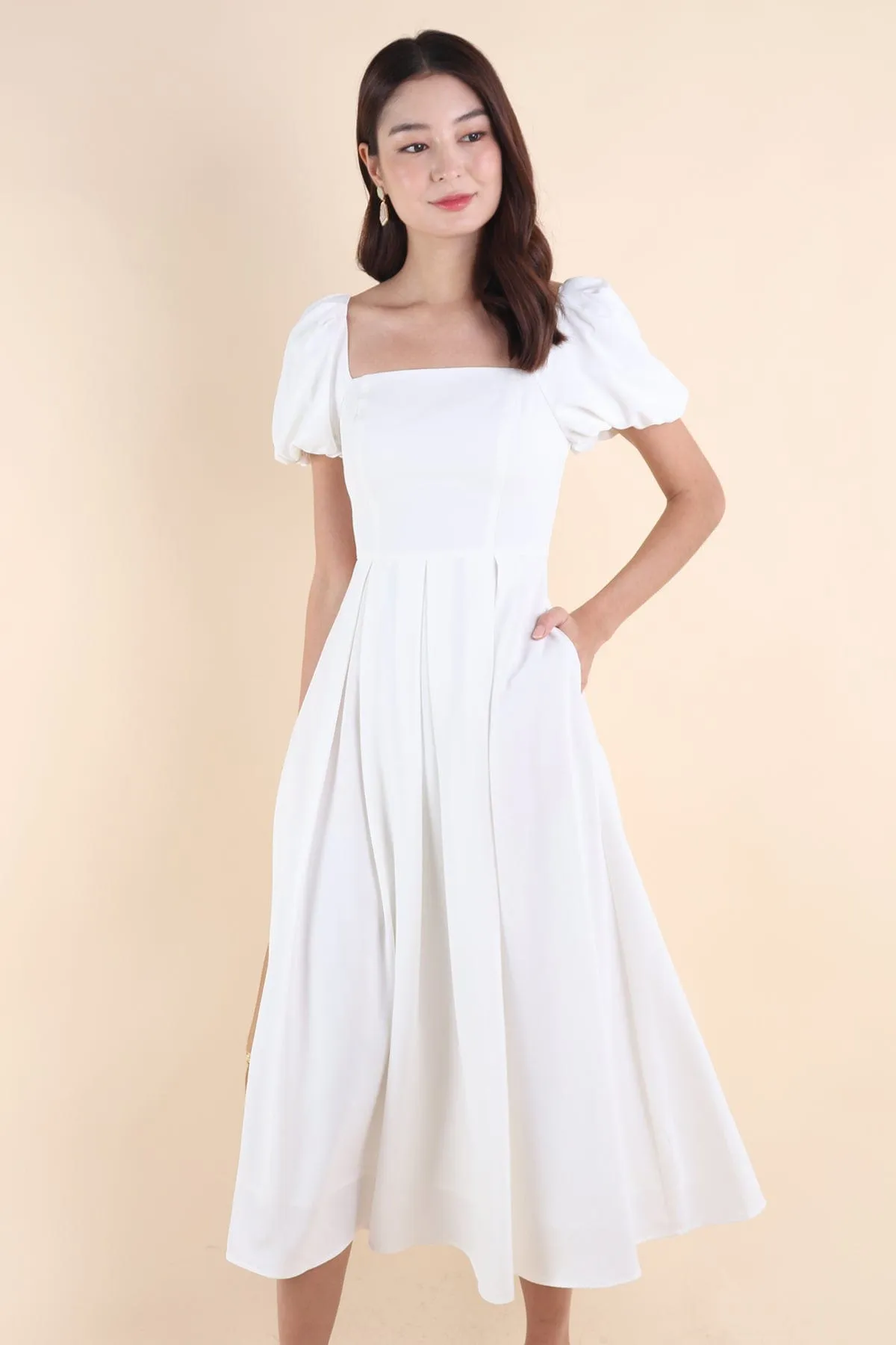 ROSELLE PUFF SLEEVE MAXI IN WHITE