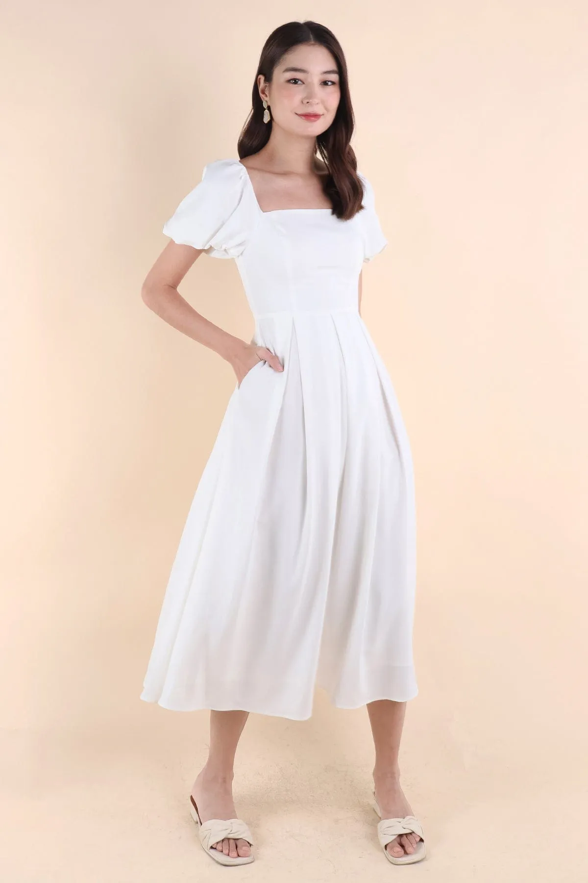 ROSELLE PUFF SLEEVE MAXI IN WHITE