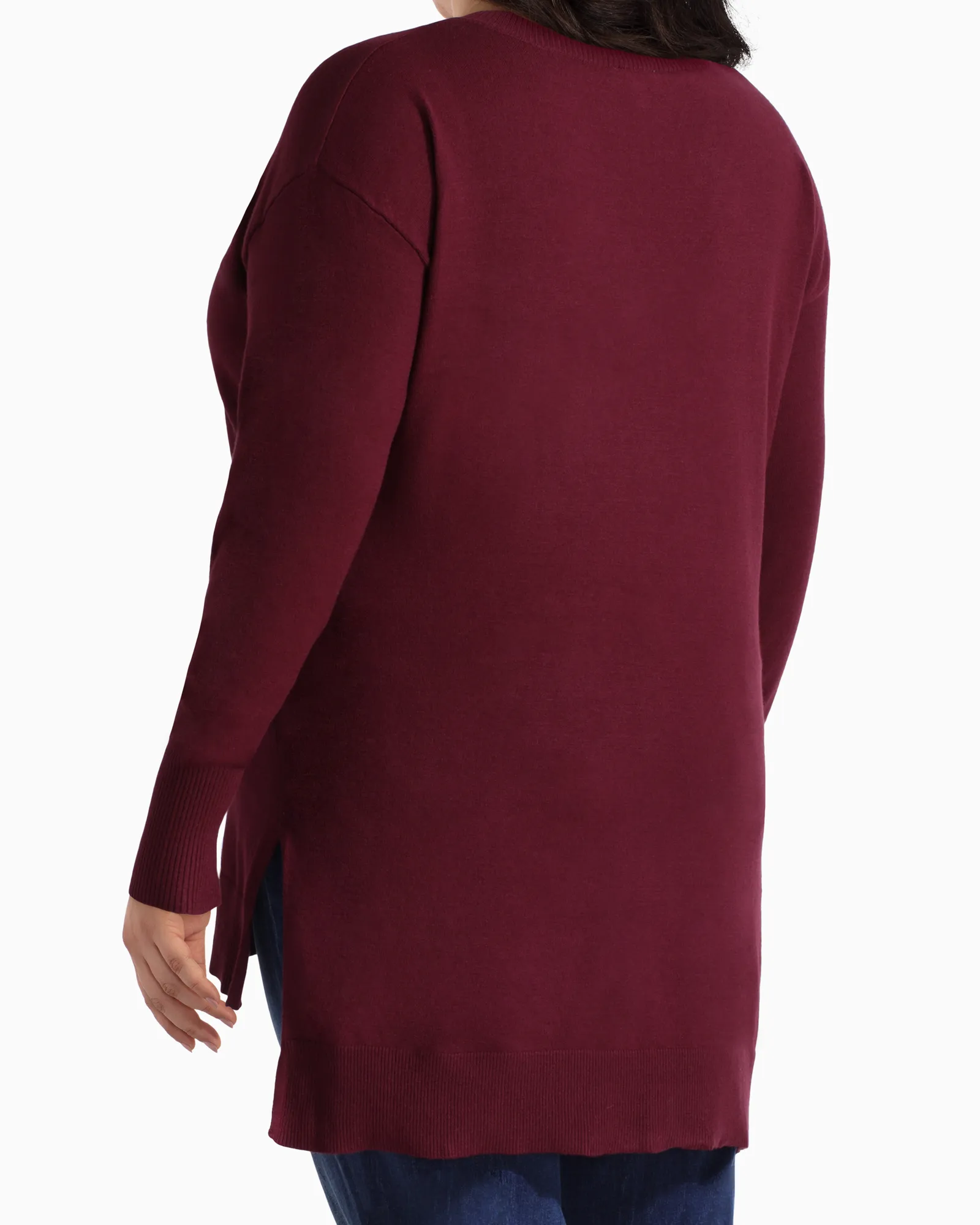 Rosie V-Neck Tunic Sweater | Burgundy