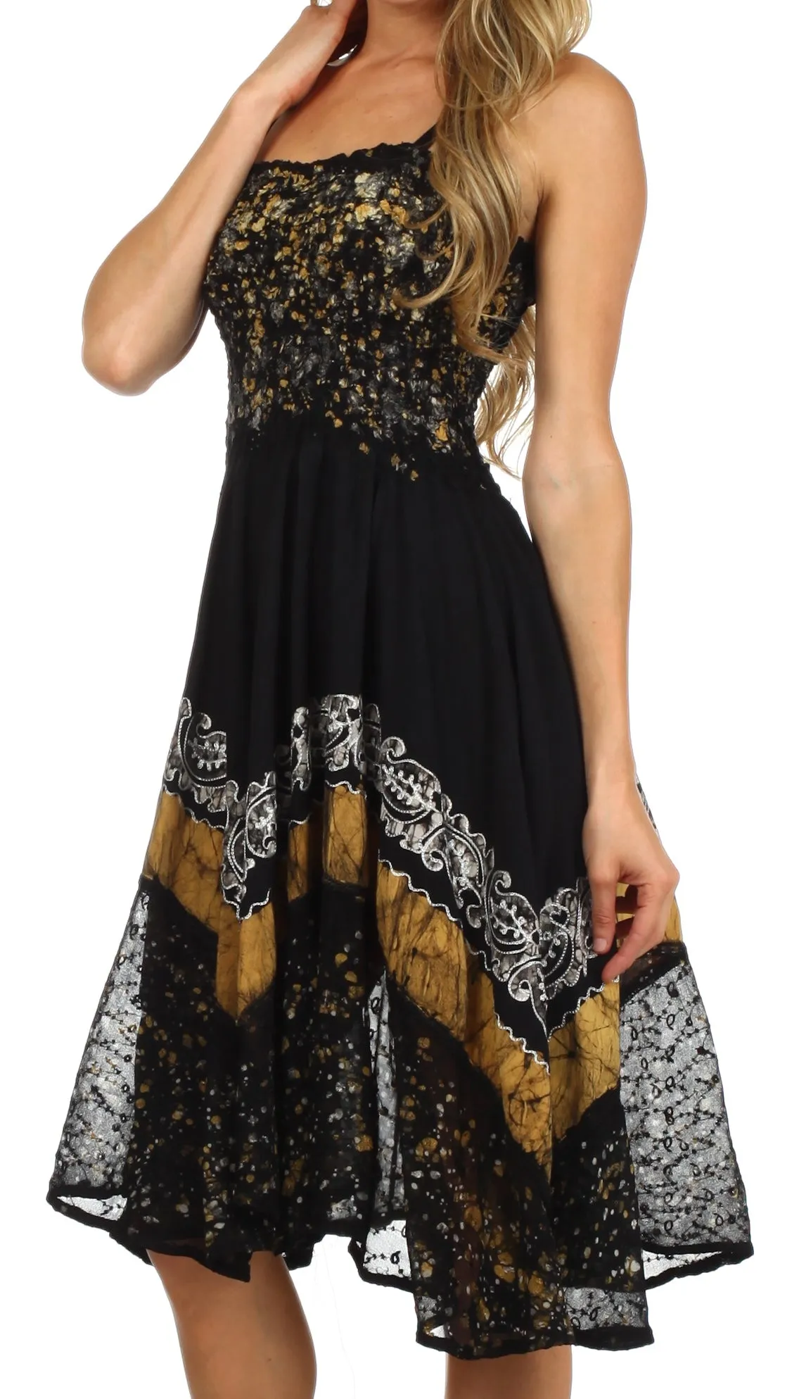 Sakkas Aphrodite Embroidered Batik Dress