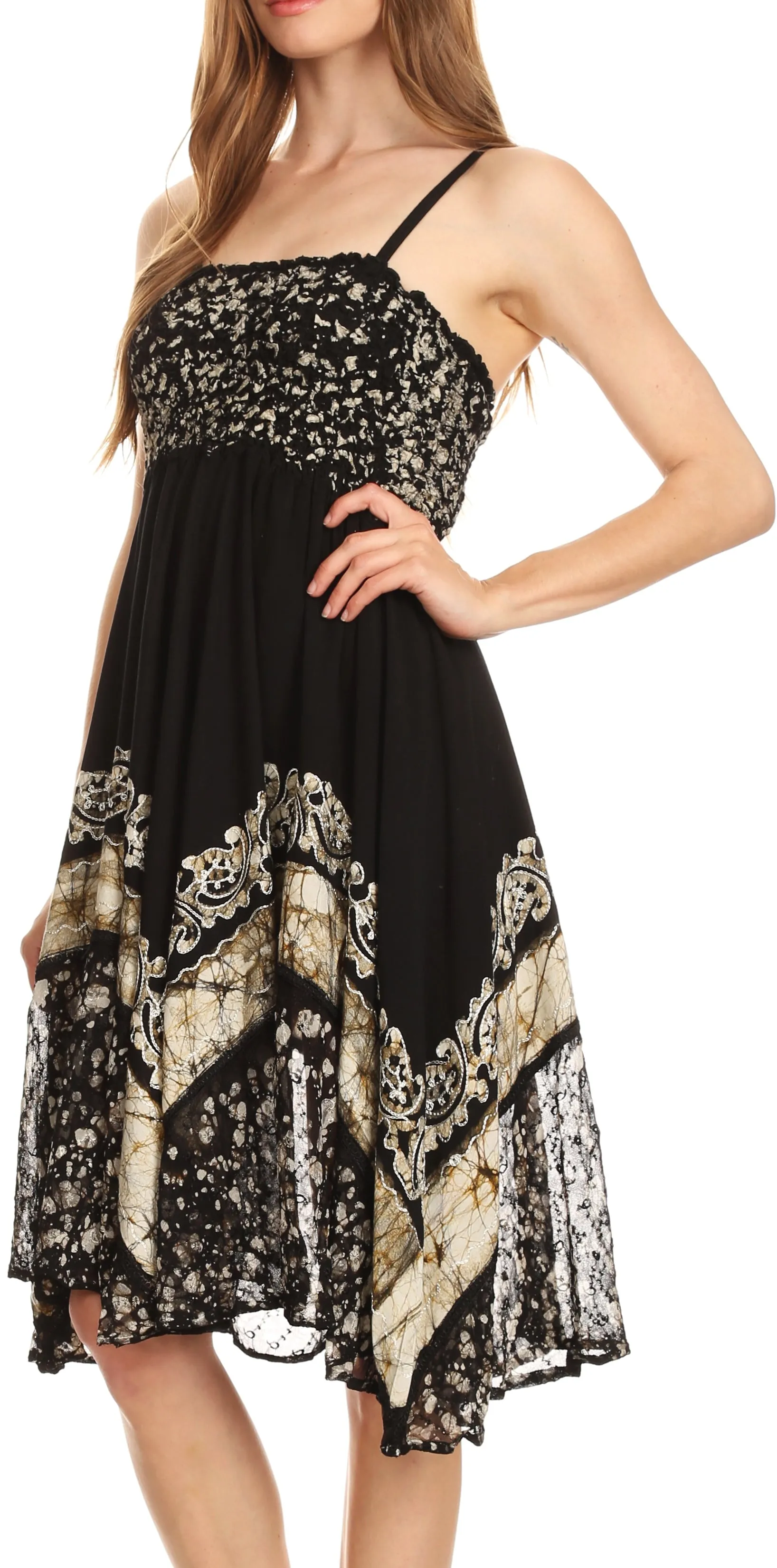 Sakkas Aphrodite Embroidered Batik Dress