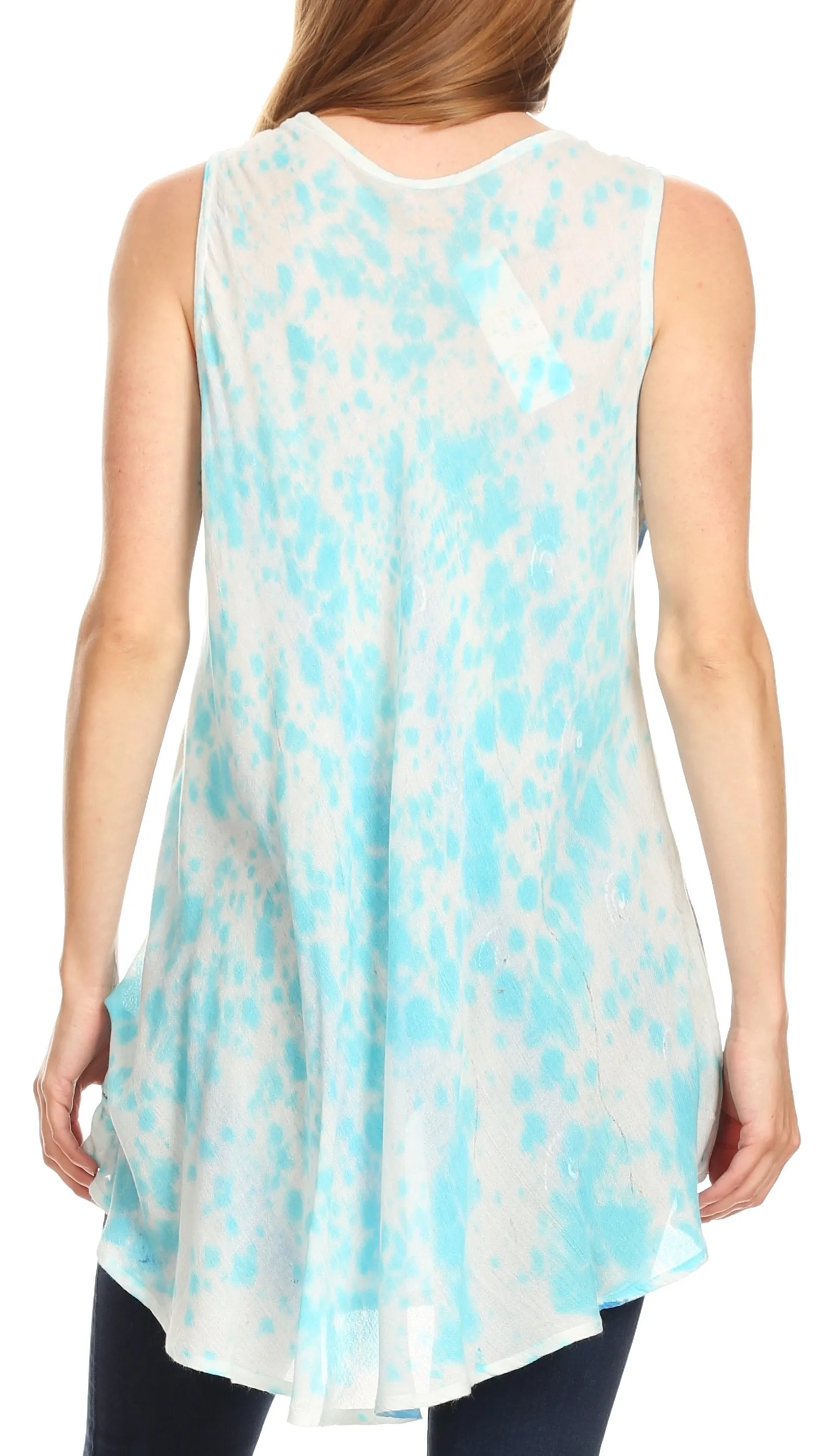 Sakkas Mai Women's Casual Swing Sleeveless Loose Tie Dye Tunic Tank Top