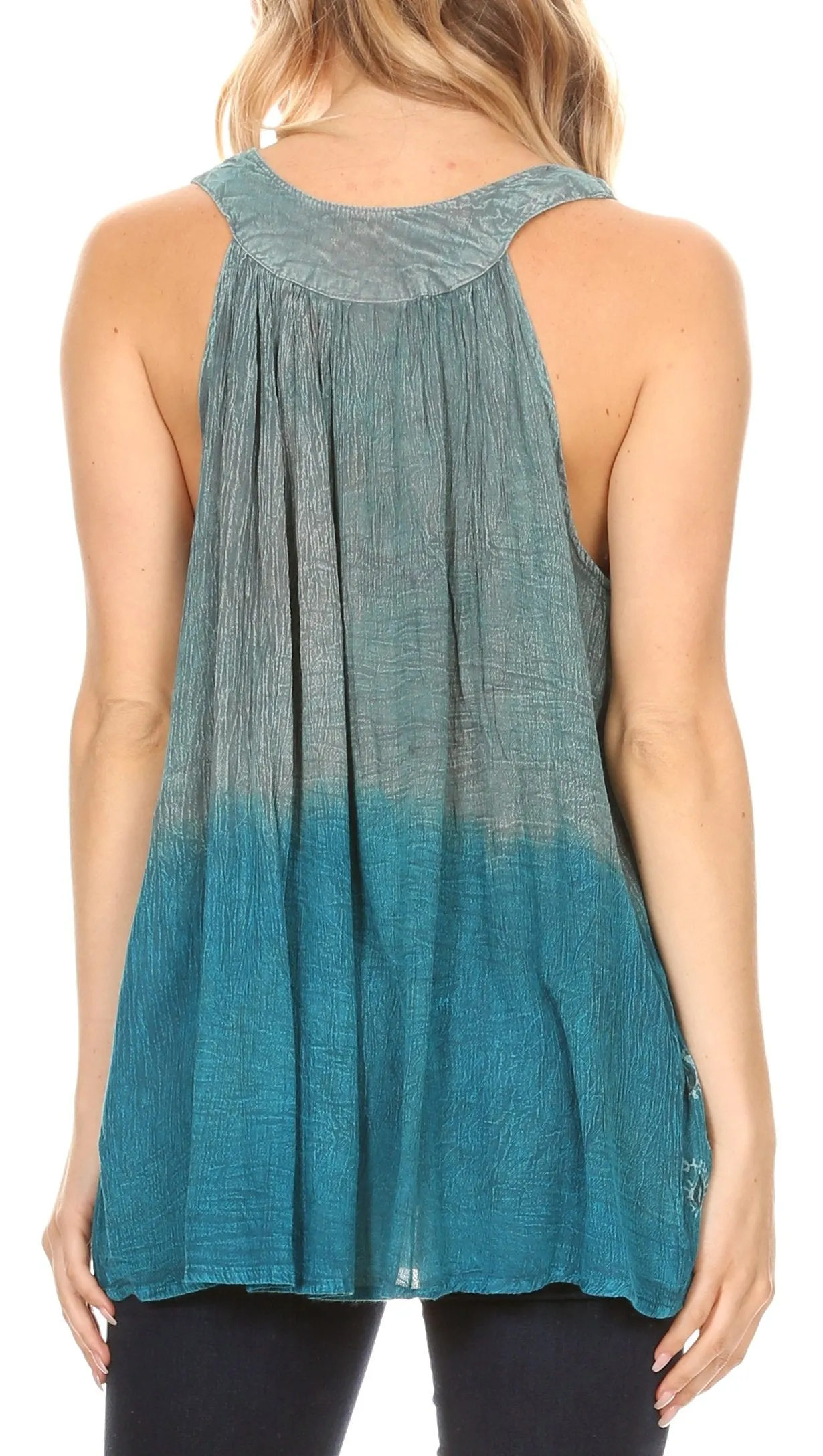 Sakkas Mina Women's Casual Loose Ombre Tie Dye Sleeveless Tank Top Tunic Blouse