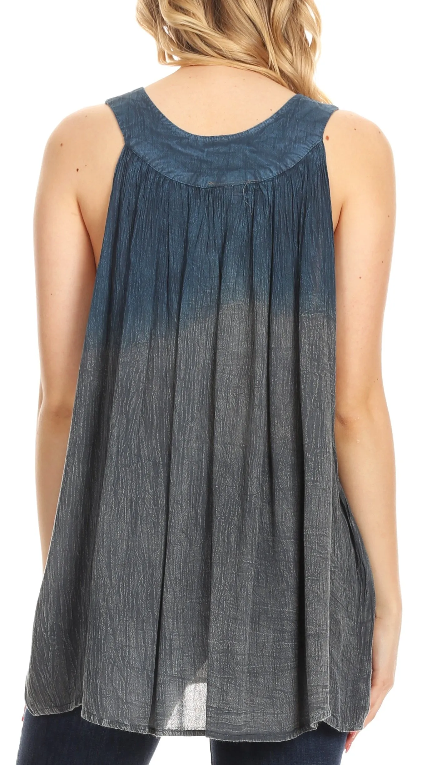 Sakkas Mina Women's Casual Loose Ombre Tie Dye Sleeveless Tank Top Tunic Blouse