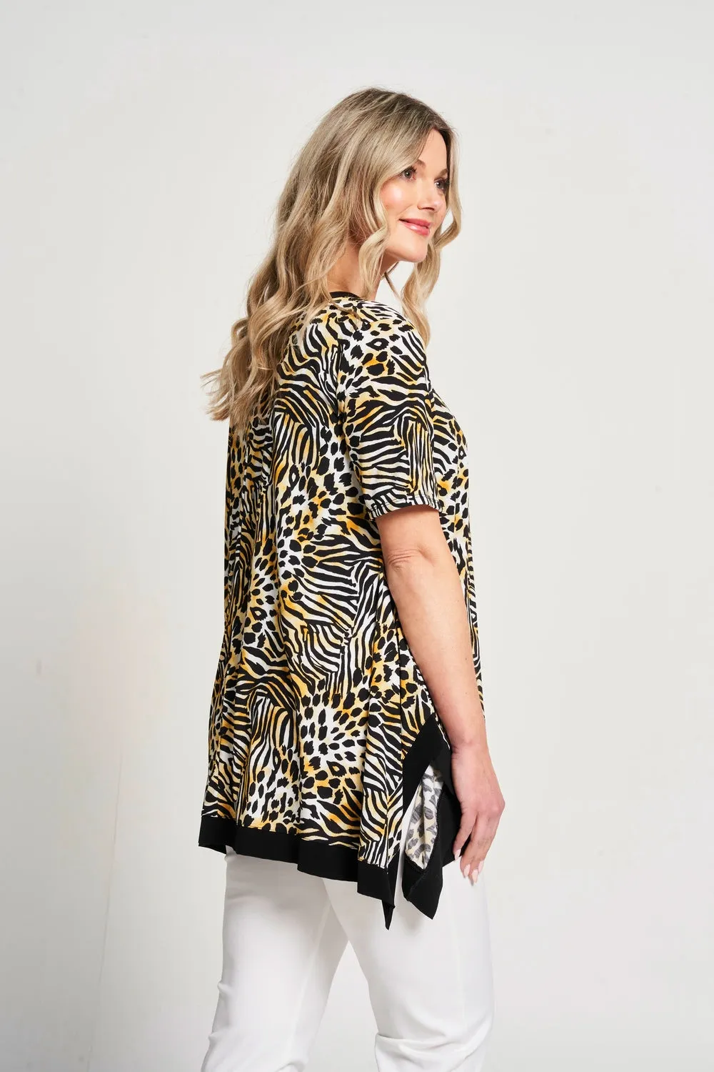 Saloos Contrasting Hem Animal Print Tunic