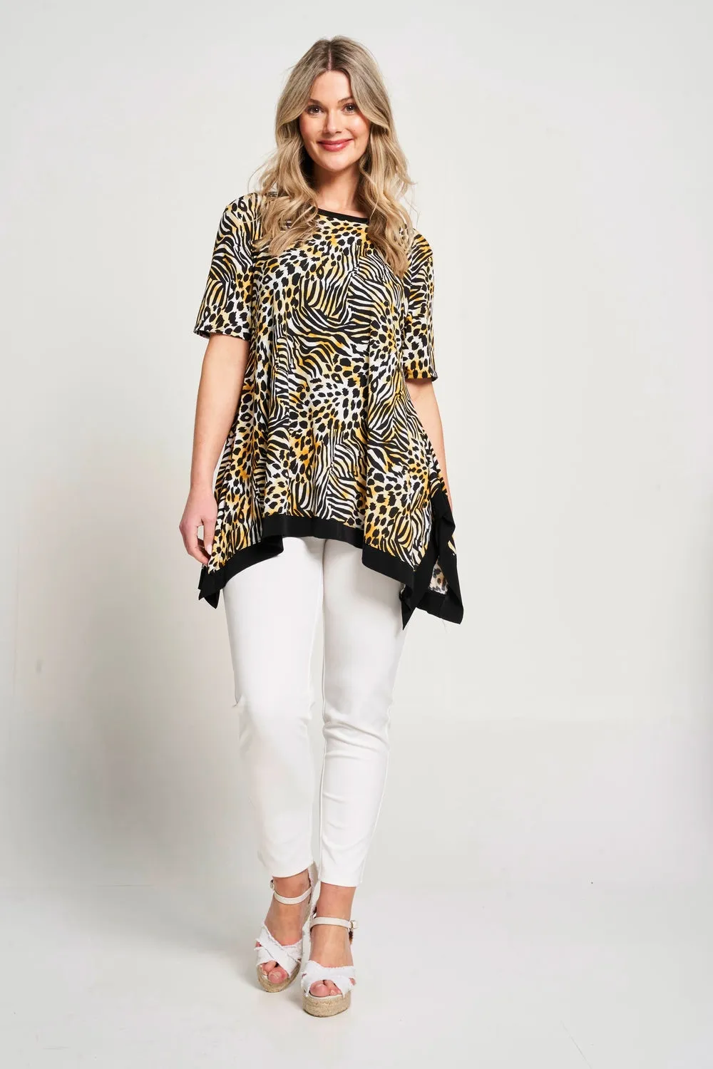 Saloos Contrasting Hem Animal Print Tunic