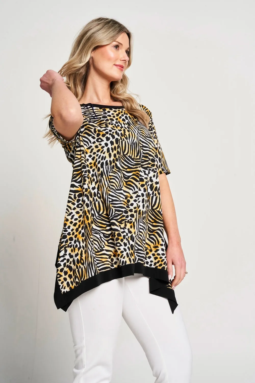 Saloos Contrasting Hem Animal Print Tunic